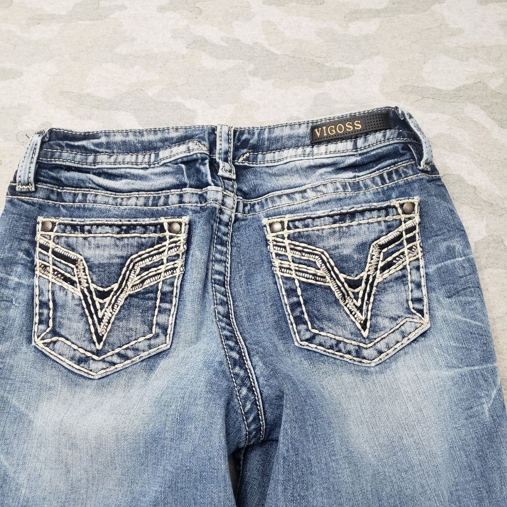Vigoss Jeans Womens 27 Blue Pockets Chelsea Boyfriend Stretch Denim Medium Wash